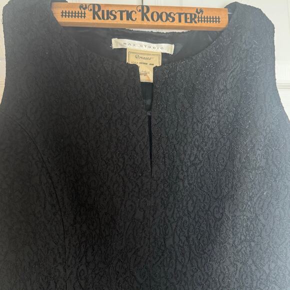 Max Studio Black Floral Textured Sleeveless Baroque Midi Dress – Size 8 LBD - Picture 4 of 10